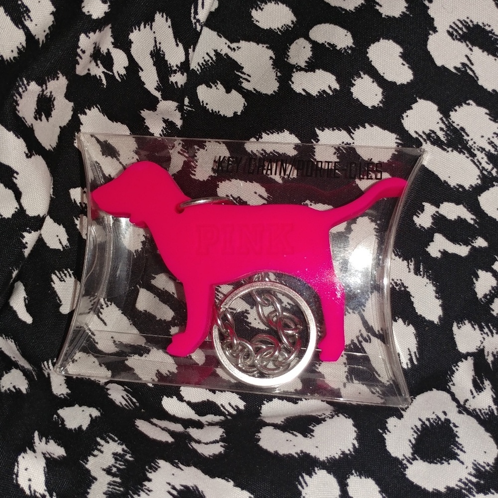 PINK VS puppy keychain